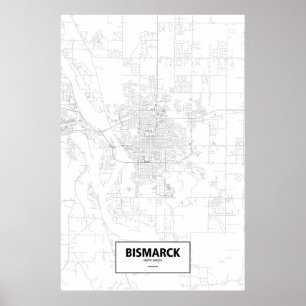 Bismarck North Dakota (svarten på vit) Poster