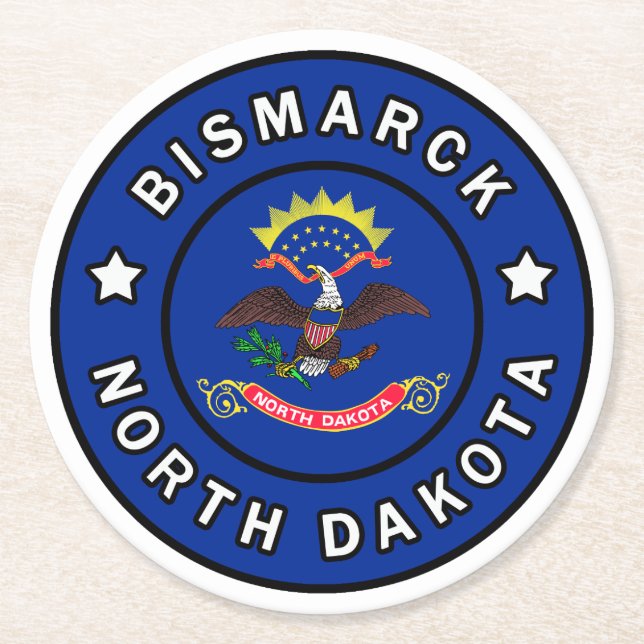 Bismarck North Dakota Underlägg Papper Rund (Framsidan)