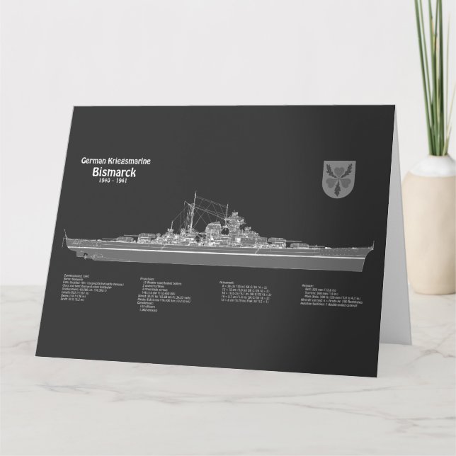 Bismarck - slagskeppsritningar PD Tack Kort (Framsida)