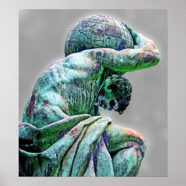 Bismarck Statue, Berlin, Grekiska Gud Atlas (5cpst Poster (Framsidan)