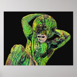 Bismarck Statue, Berlin, Grekiska Gud Atlas, Black Poster