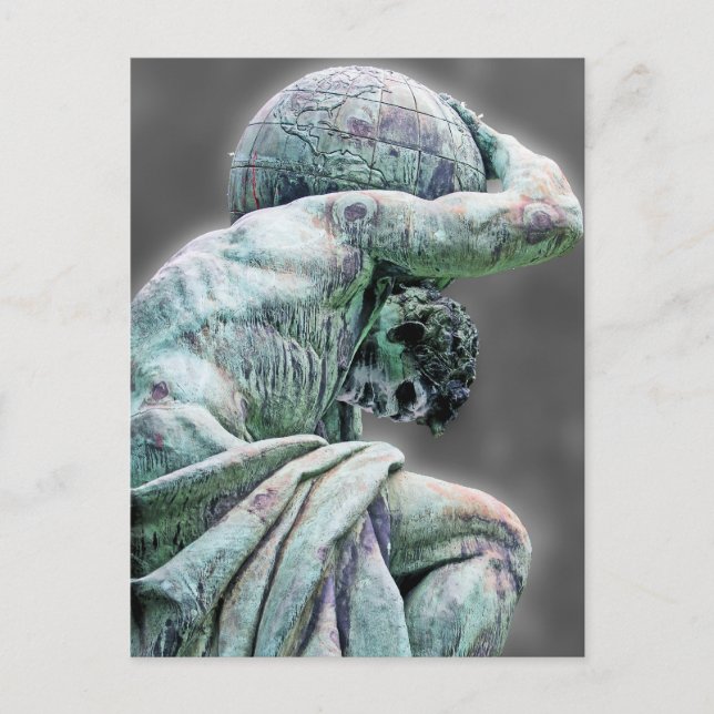Bismarck Statue, Berlin, Grekiska Gud Atlas, Grått Vykort (Framsida)