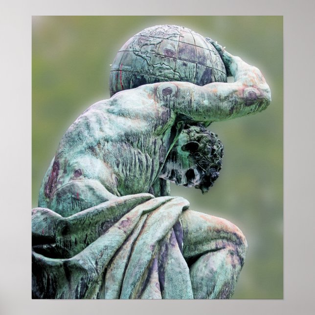 Bismarck Statue, Berlin, Grekiska Gud Atlas, Grönt Poster (Framsidan)