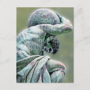 Bismarck Statue, Berlin, Grekiska Gud Atlas, Grönt Vykort