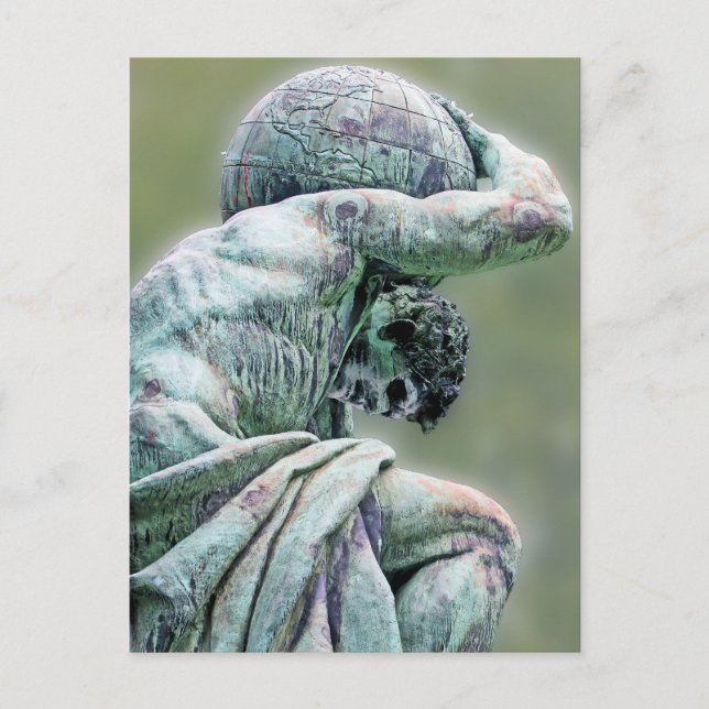 Bismarck Statue, Berlin, Grekiska Gud Atlas, Grönt Vykort (Framsida)