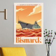 Bismarck tyskt slagskepp - Vintage Naval Poster