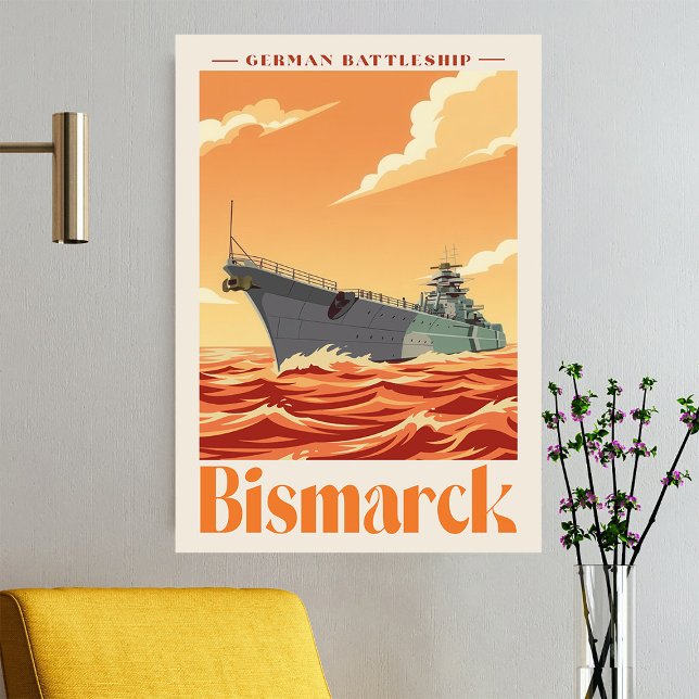 Bismarck tyskt slagskepp - Vintage Naval Poster (Bismarck German Battleship - Vintage Naval Poster. Poster)