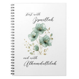 Bismillah Alhamdullilah Grön Blommig Anteckningsbok
