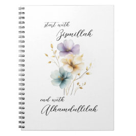 Bismillah Alhamdullilah Pastell Färg Blommig Anteckningsbok