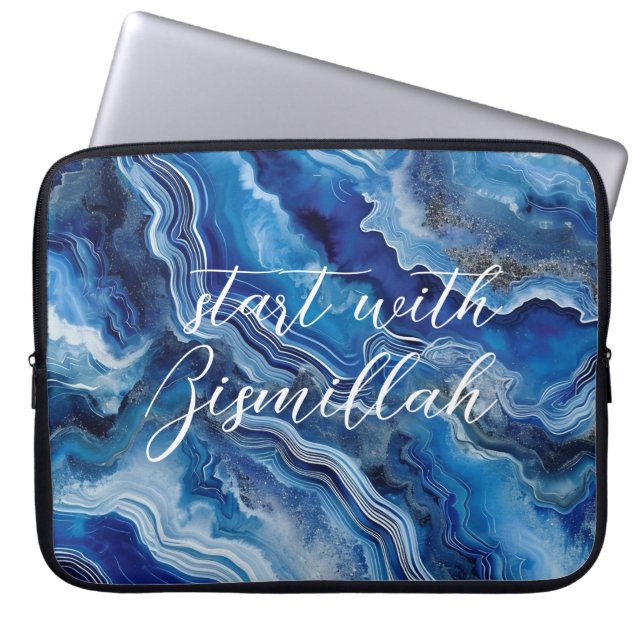 Bismillah Blue Agate Neopren 15 tum Laptop Fodral (Framsidan)