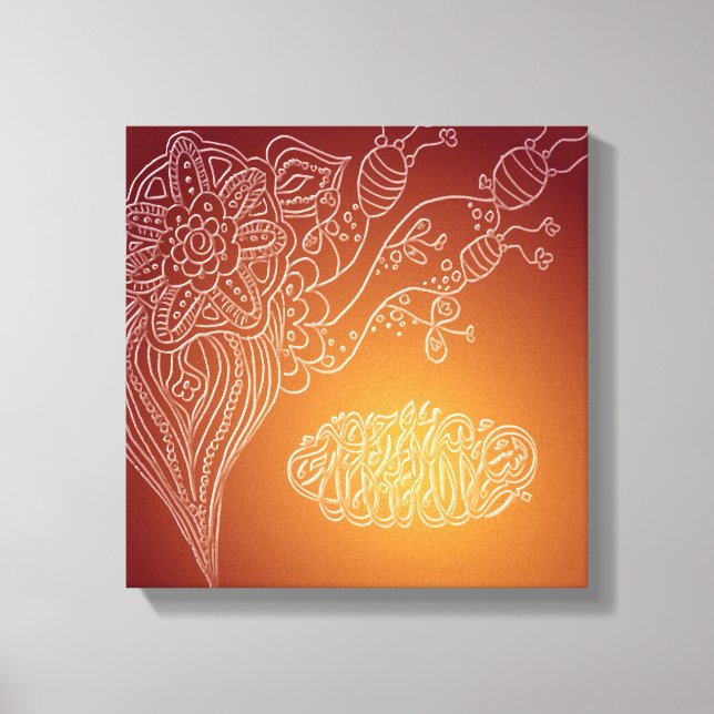 Bismillah - islamisk blomarabisk kalligrafi henn canvastryck (Framsida)