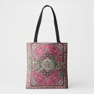 Bismillah pink and green tote Bag Persian Tygkasse