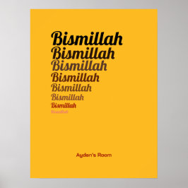 Bismillah Typography Gult Banana Nursery Anpassnin Poster