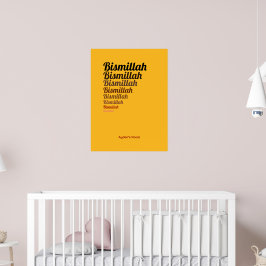 Bismillah Typography Gult Banana Nursery Anpassnin Poster