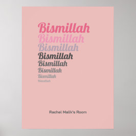 Bismillah Typography Rosa Nursery Anpassningsbar Poster