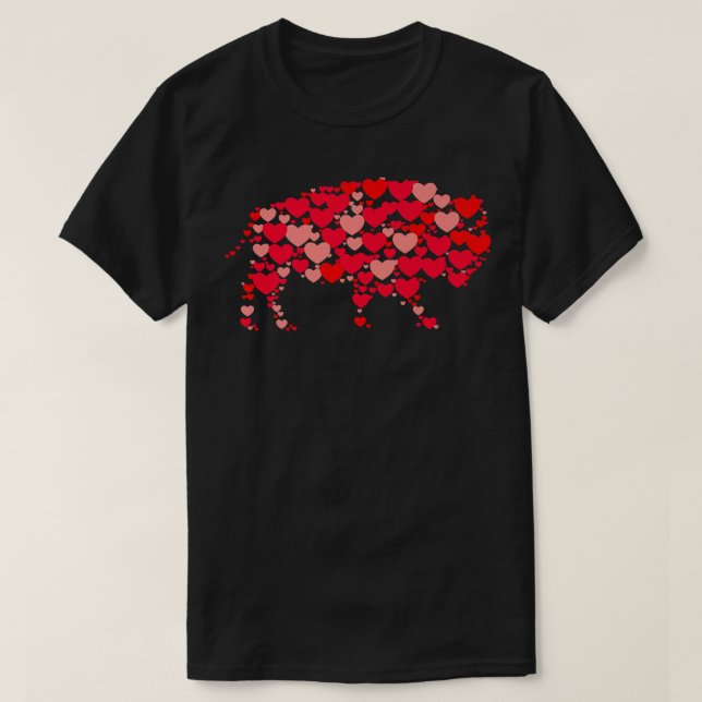 Bison Älskare Söt kärlek Hjärtan Djur Par Valen T Shirt (Design framsida)