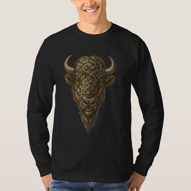Bison American Buffalo T Shirt (Framsida)