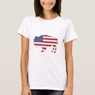Bison - amerikanska flaggan t-shirt