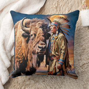 Bison and Native American Chief Kudde