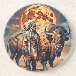 Bison and Native American Chief Underlägg
