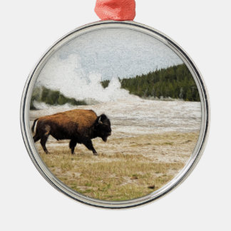 Bison and Old Faithful Julgransprydnad Metall