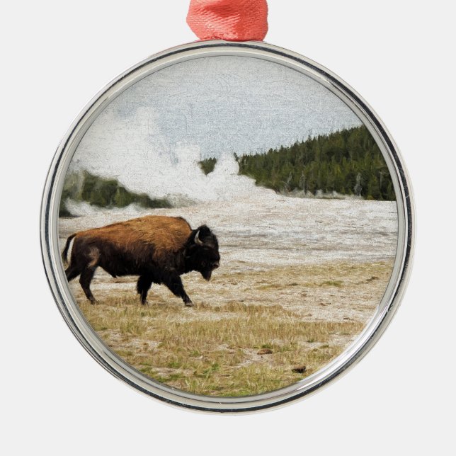 Bison and Old Faithful Julgransprydnad Metall (Framsidan)