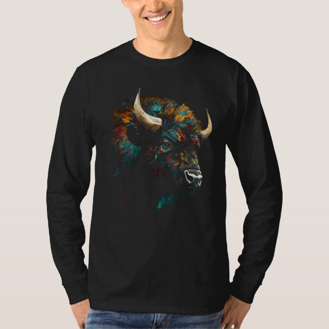 Bison  Animal Bison 6 T Shirt (Framsida)