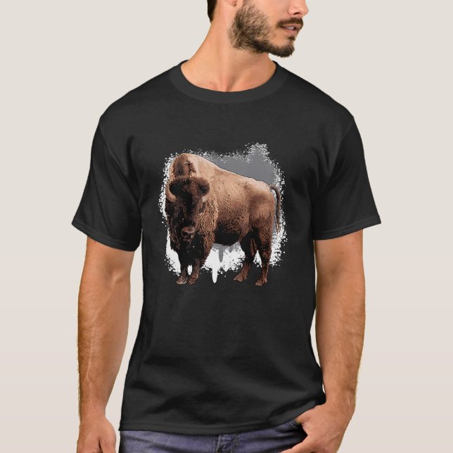 Bison Animal Wildlife American Bison T Shirt (Framsida)