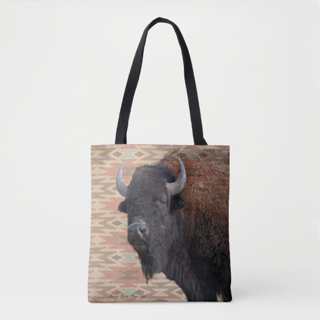 Bison Blanket Tote Bag Tygkasse (Framsida)