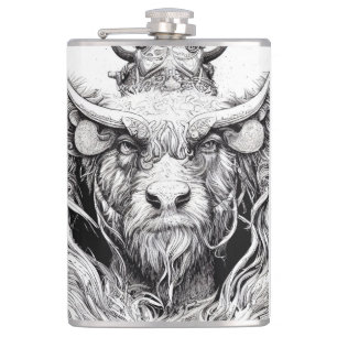 Bison Buffalo Animal Vild Illustration Line Fickplunta