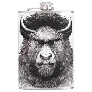 Bison Buffalo Animal Vild Illustration Line Fickplunta