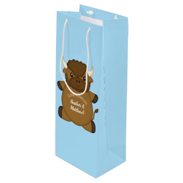 Bison Buffalo Baby Shower Blue (Framsidan Vinklad)