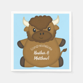 Bison Buffalo Baby Shower Blue Pappersservett