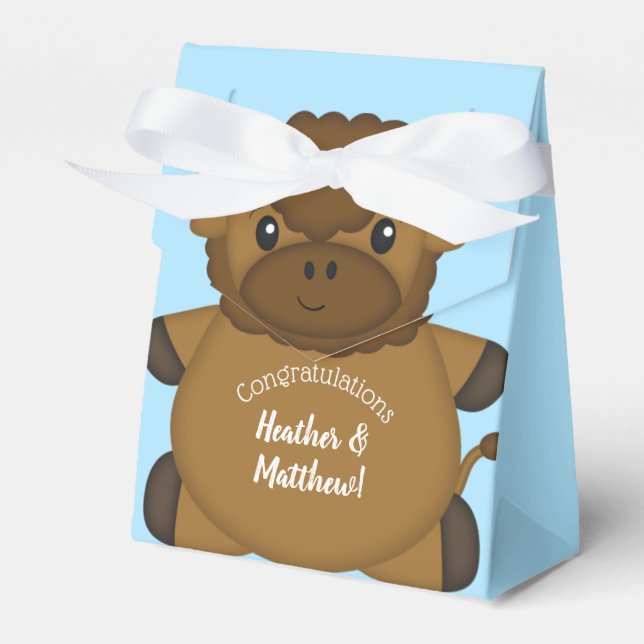 Bison Buffalo Baby Shower Blue Presentaskar (Framsidan Sidan)
