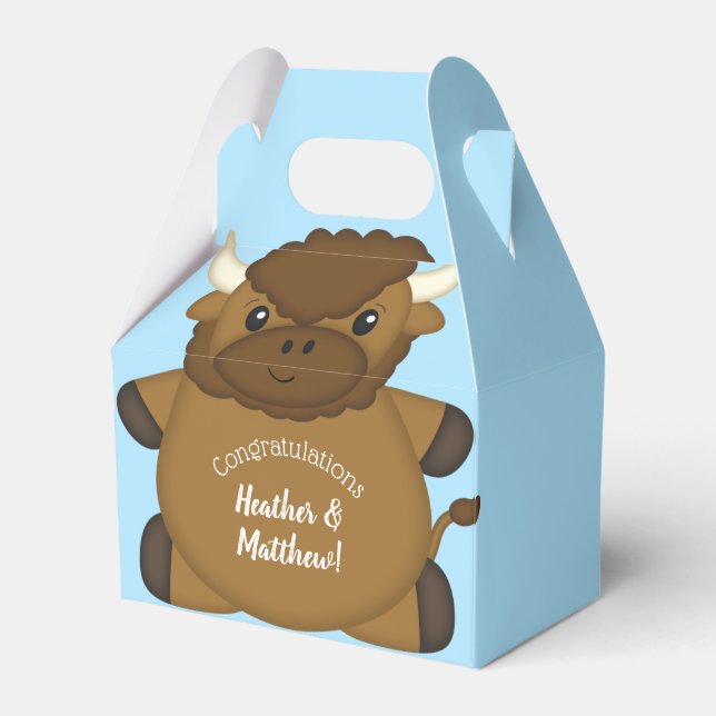 Bison Buffalo Baby Shower Blue Presentaskar (Framsidan Sidan)
