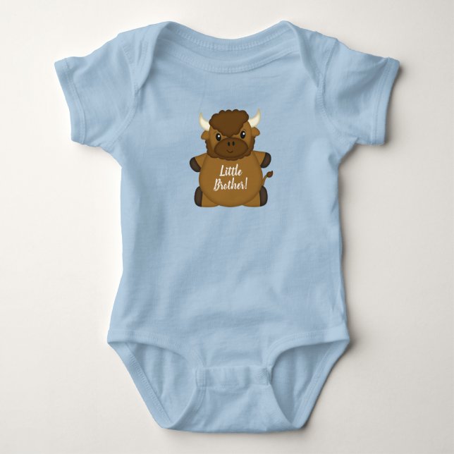 Bison Buffalo Baby Shower Blue T Shirt (Framsida)