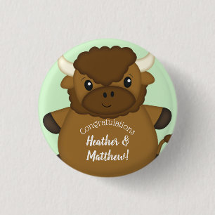 Bison Buffalo Baby Shower-Grönt Knapp