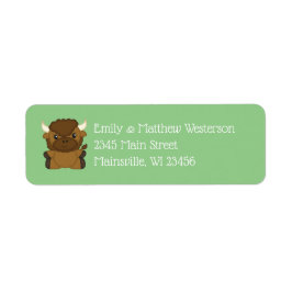 Bison Buffalo Baby Shower-Grönt Returadress Etikett