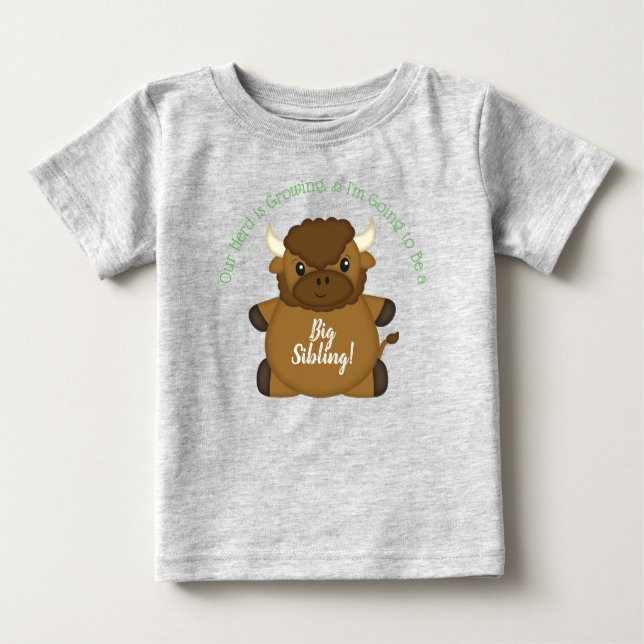 Bison Buffalo Baby Shower-Grönt T Shirt (Framsida)