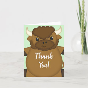 Bison Buffalo Baby Shower-Grönt Tack Kort