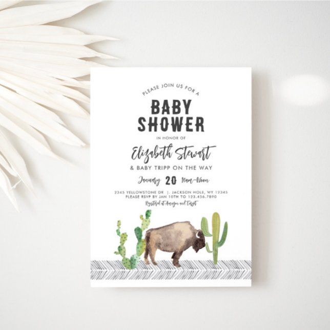 Bison Buffalo Baby Shower-inbjudan Inbjudningar (Buffalo Baby Shower Invitation)