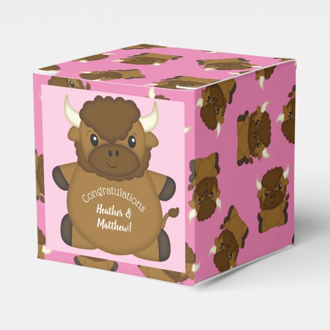 Bison Buffalo Baby Shower Rosa Presentaskar (Framsidan Sidan)
