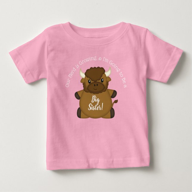Bison Buffalo Baby Shower Rosa T Shirt (Framsida)