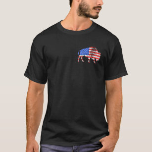 Bison Buffalo Cattle Usa American Flagga Colorado T Shirt