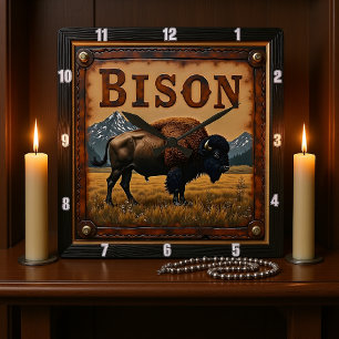 Bison Buffalo Fyrkantig Klocka