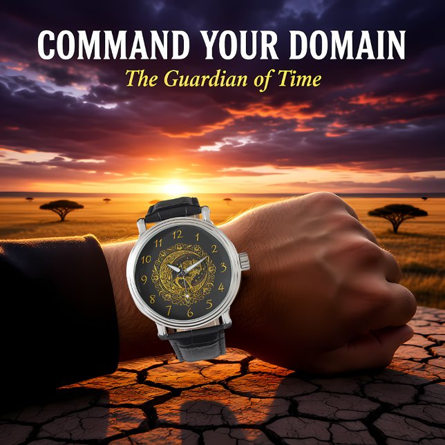 Bison Buffalo i Intricate Blommigt Design Mönster Armbandsur (Skapare uppladdad)