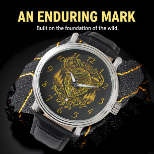 Bison Buffalo Illustration i ett naturlandskap Armbandsur