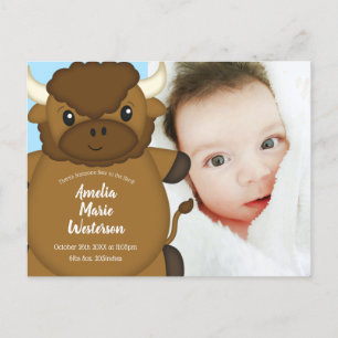 Bison Buffalo Nyfödd bebis-meddelande Vykort