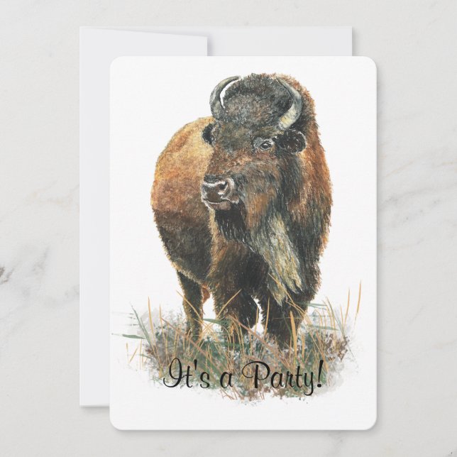 Bison Buffalo Party Inbjudan för att anpassa (Framsida)
