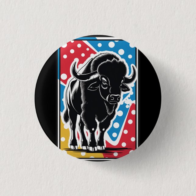 Bison - Buffalo Pop Art Knapp (Framsida)